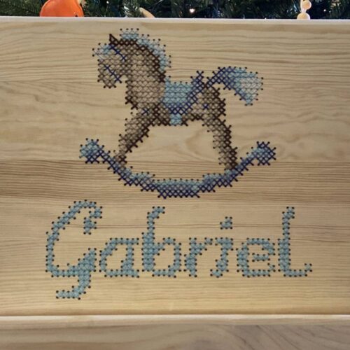 Wooden Toy Box, Cross-Stitch Rocking Horse – photo 2