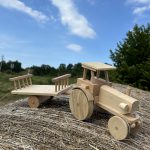 Wooden Tractor Toy with Trailer, Handmade – photo 2
