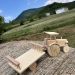 Wooden Tractor Toy with Trailer, Handmade – photo 4