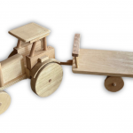 Wooden Tractor Toy with Trailer, Handmade
